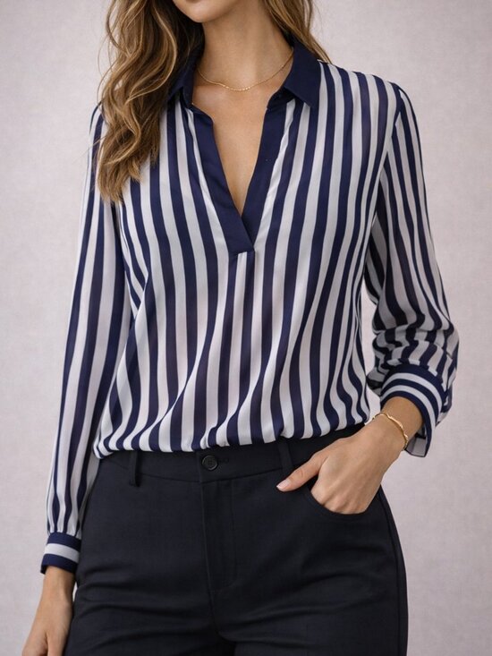 Joseph Ribkoff Tops - $90 Retail – Joseph Ribkoff Black White Sheer Stripe Blouse Career Chic Top